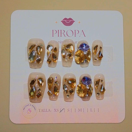 Set Lluvia de Diamantes — uñas press on glam hechas a mano