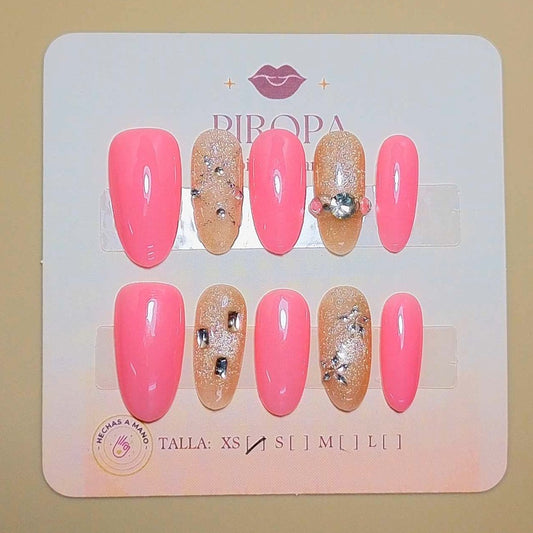 Set Princesa Coquette — uñas press on glam hechas a mano
